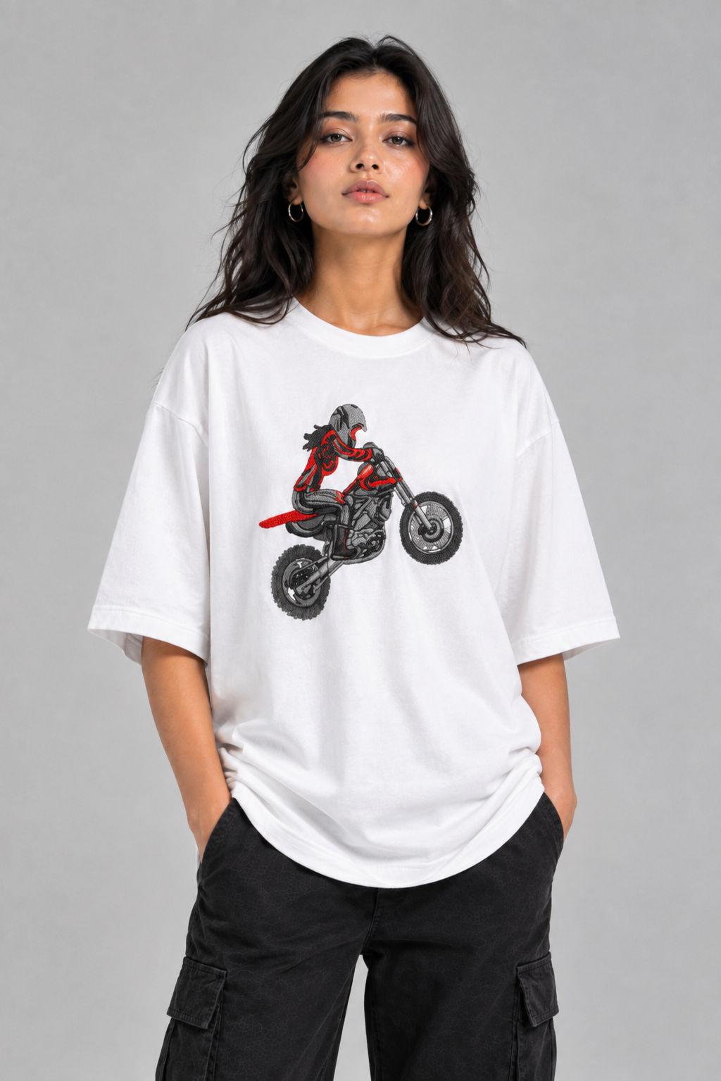 Stunt Rider Moto Custom Embroidered Heavyweight T-Shirt