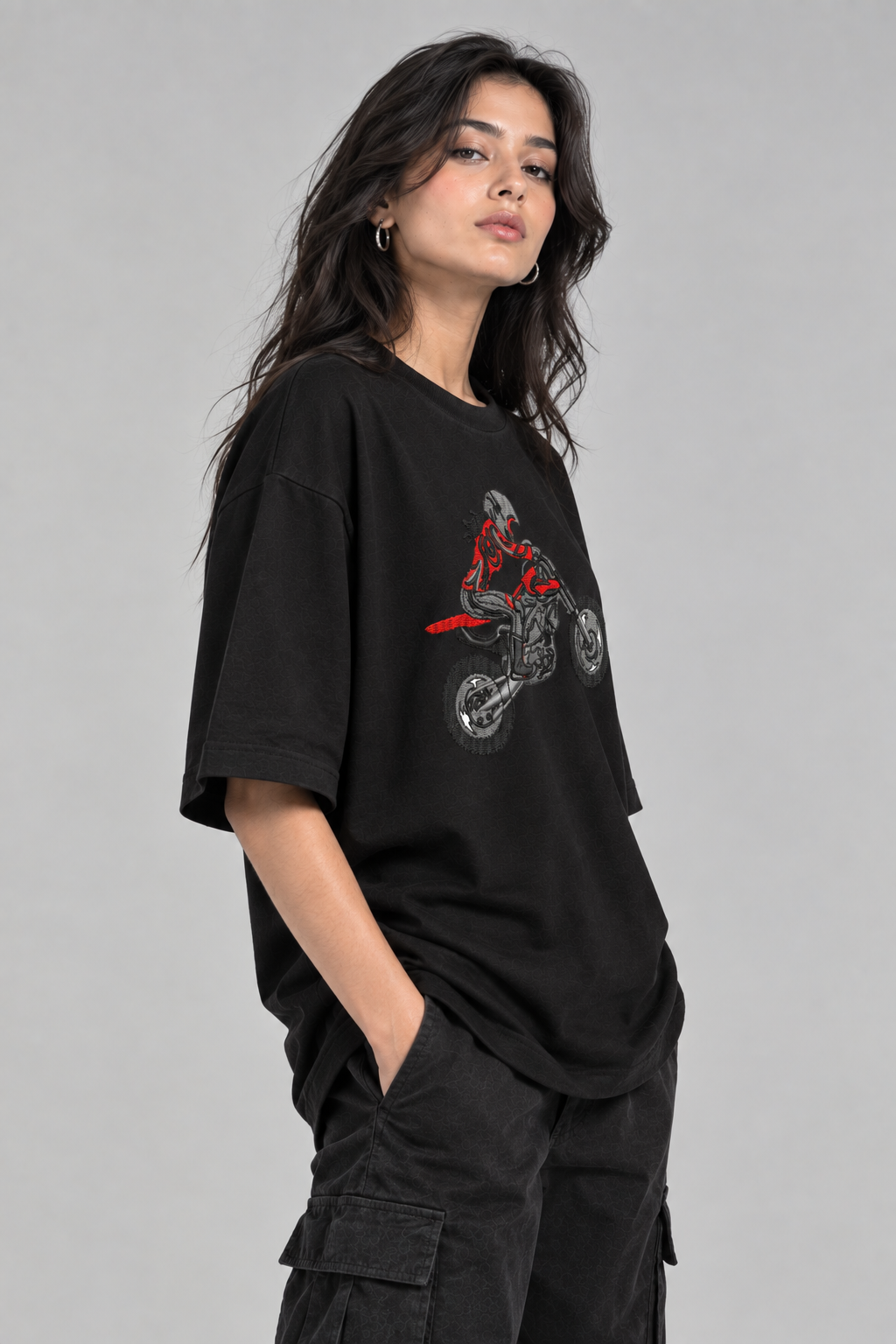 Stunt Rider Moto Custom Embroidered Heavyweight T-Shirt