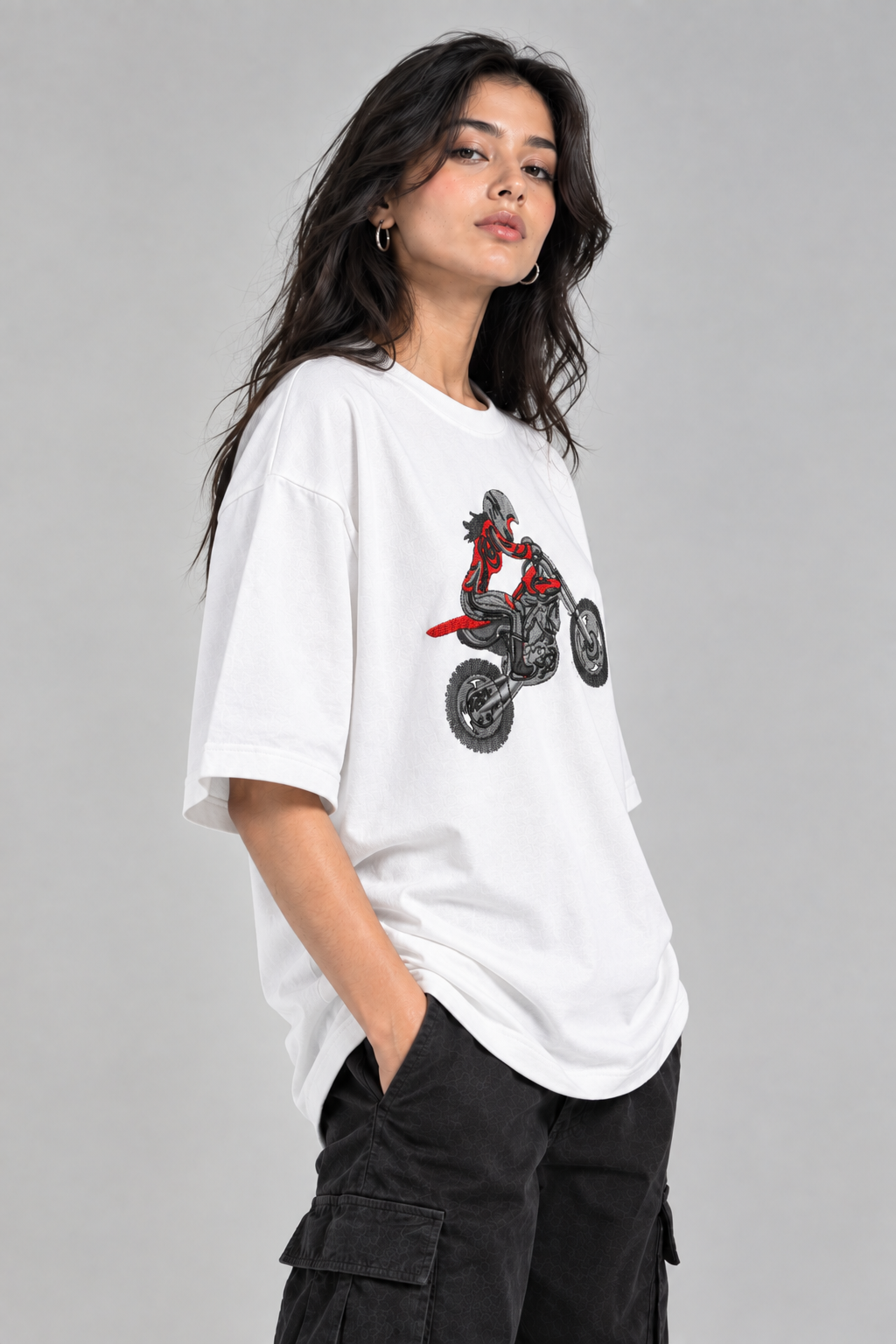 Stunt Rider Moto Custom Embroidered Heavyweight T-Shirt