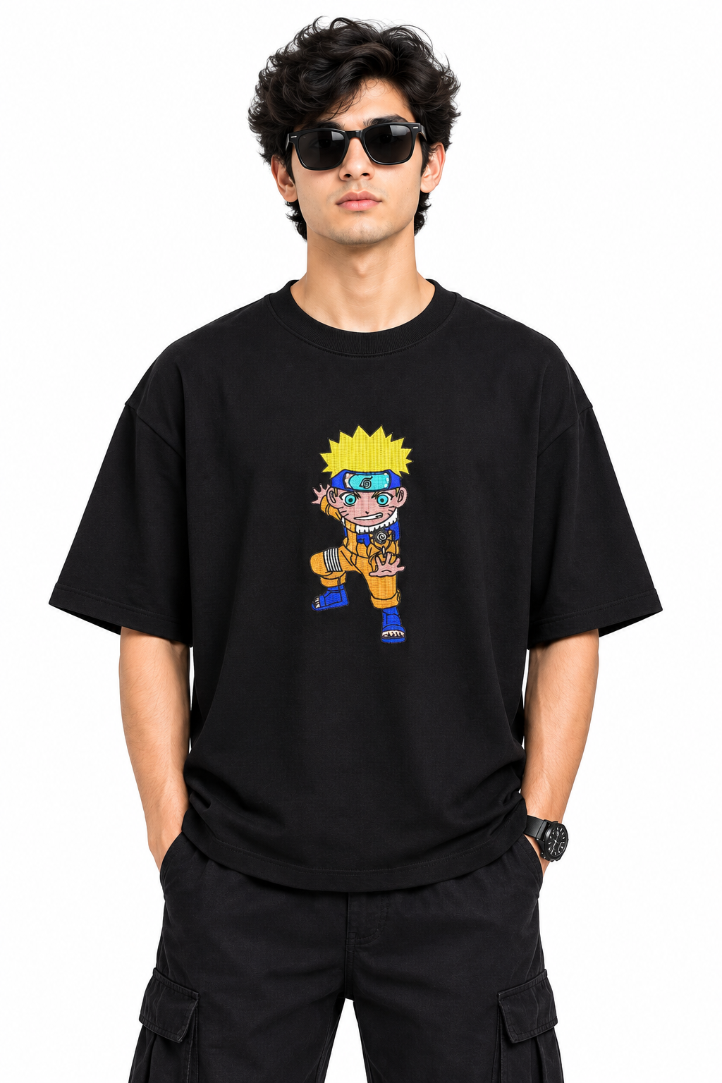 Naruto Embroidered Oversized T-Shirt – Premium Anime Streetwear