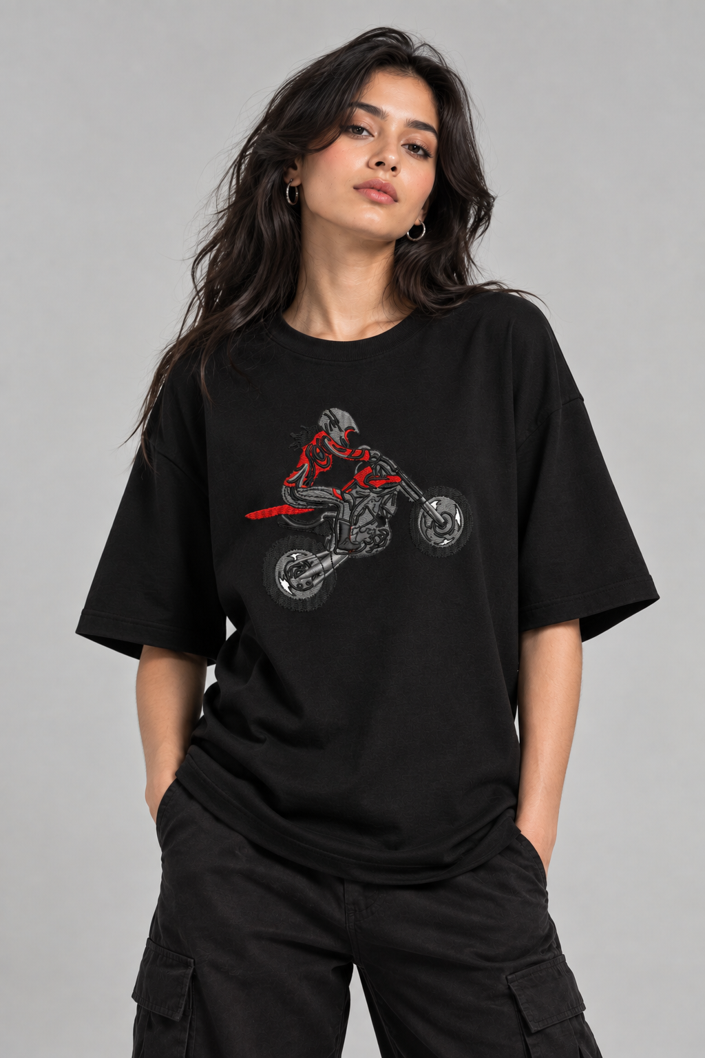Stunt Rider Moto Custom Embroidered Heavyweight T-Shirt